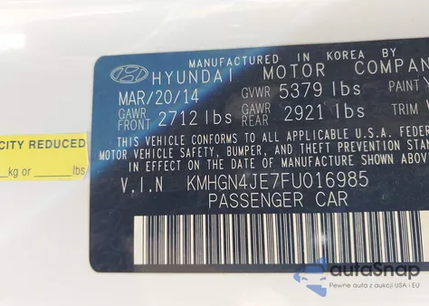 2015 Hyundai Genesis 3.8 из США, поврежденный, VIN KMHGN4JE7FU016985